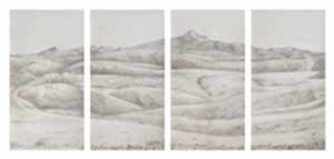 Four panel watercolour drawing.