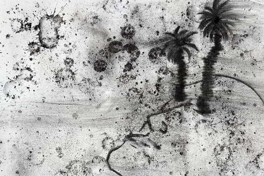 A charcoal drawing by Mohammad Alfaraj